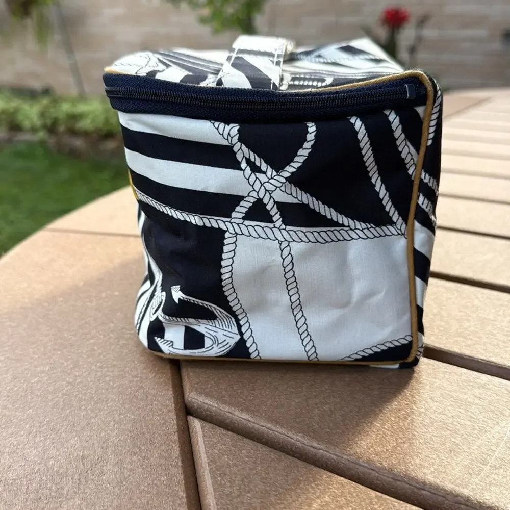 Trina Turk Nautical Themed Blue and White Cosmetic Makeup Bag